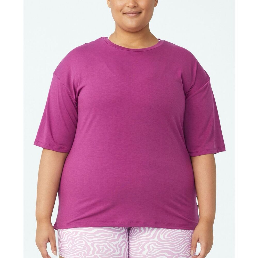 Trendy Plus Size Active Boyfriend T-shirt - Deep Orchid Size 16